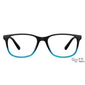 Black Blue Transparent Full Rim Rectangle Eyeglasses